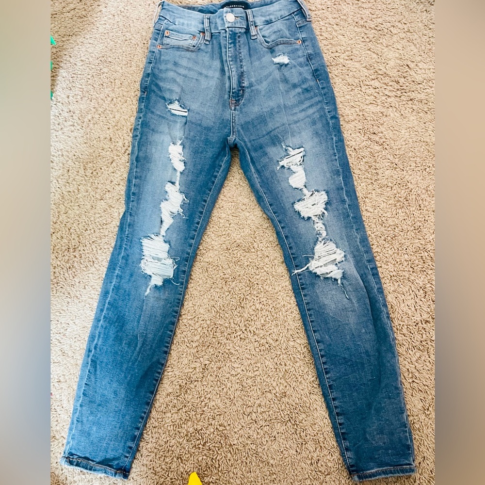 Aeropostale Super High Rise Curvy Jegging Distressed Denim Jeans Sz 8 R